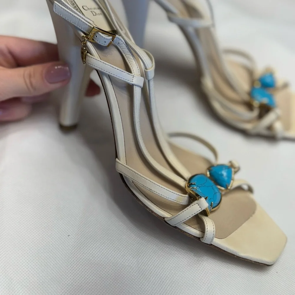 Dior Cream and Turquoise Heels